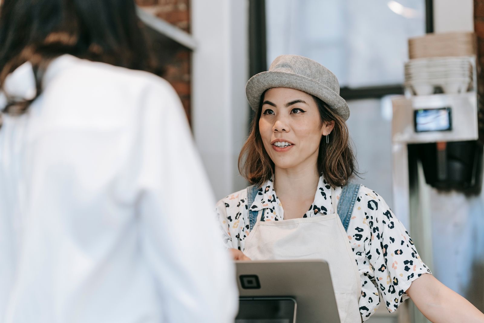 A person at a service counter